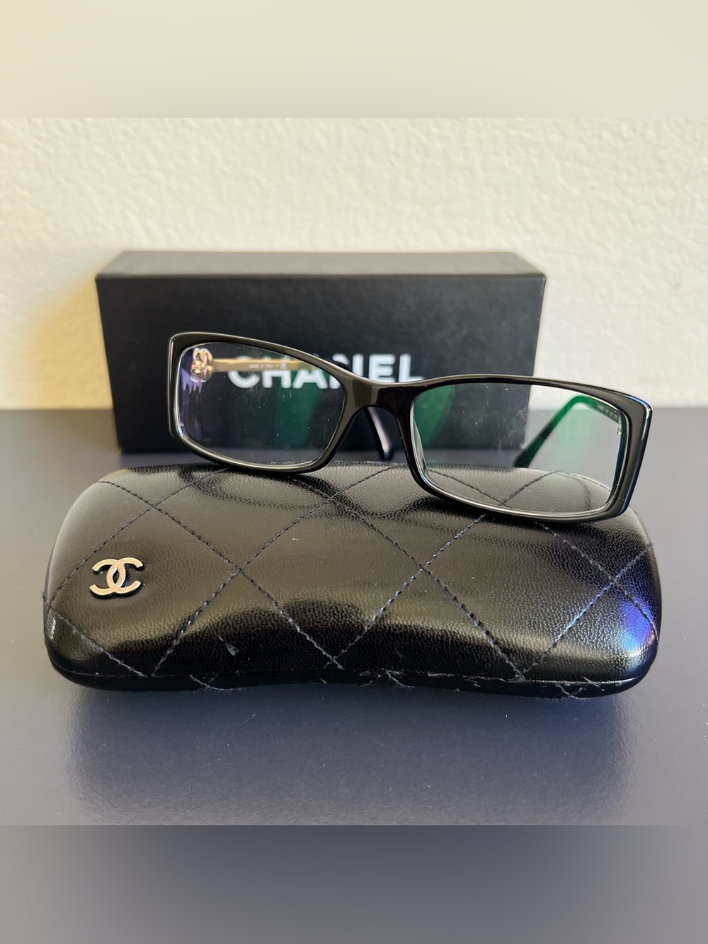 🖤EUC🖤 CHANEL Rectangular Eyeglass Frames Camellia